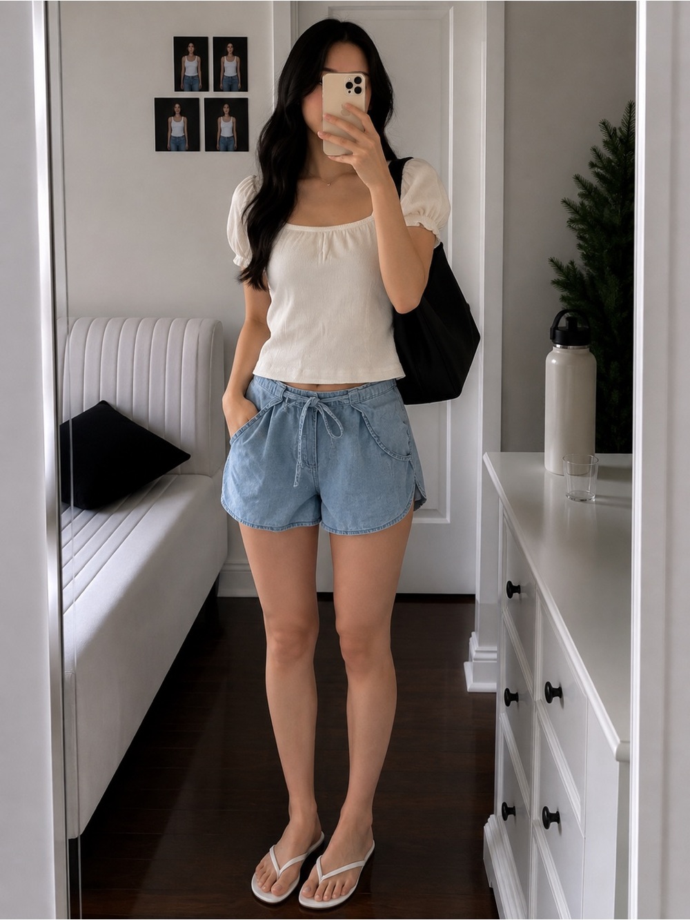 Hollister Light Blue Tie-Waist Denim Skort